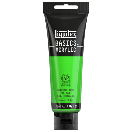 Liquitex BASICS Acrylic Color, 4 oz. Tube, Fluorescent Green