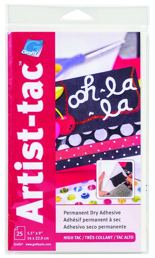 Grafix Artist-Tac Dry Adhesive Sheet, 5.5" x 9", 25/Pkg.