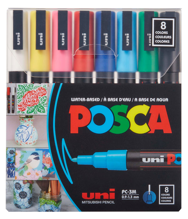 POSCA 8-Color Paint Marker Set, PC-3M Fine