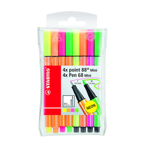 STABILO point 88 BOSS MINI Pen & BOSS MINI Pen 68 Neon Wallet Set