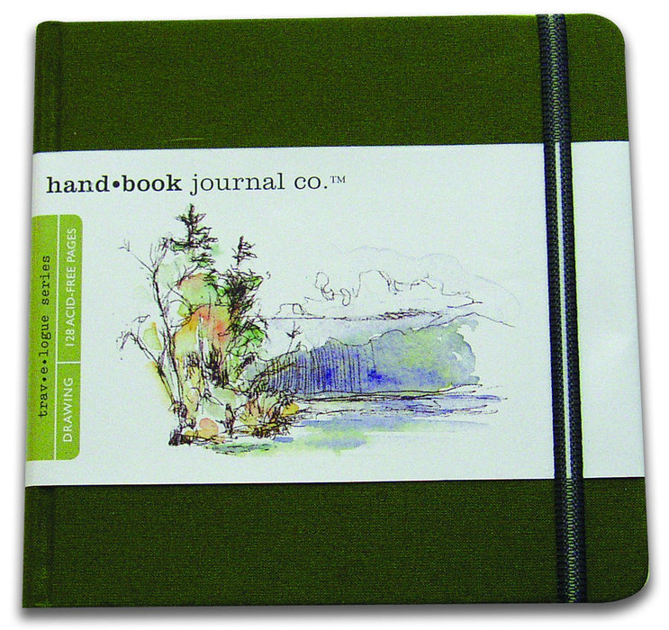 Global Art Handbook Travelogue Artist Journal, Square, 5.5" x 5.5", Cadmium Green