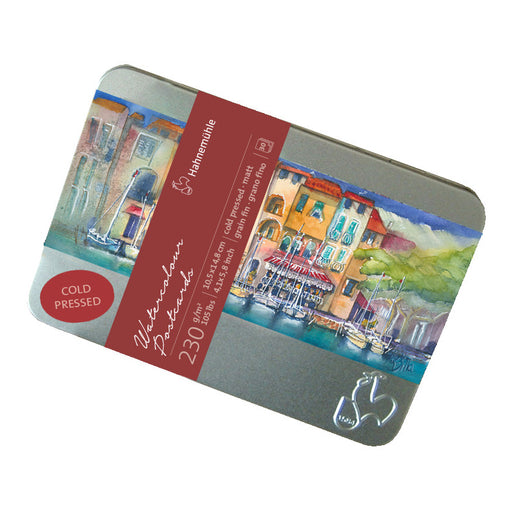 Hahnemuehle Watercolor Postcard Tin, 4.1" x 5.8", 30 Sheets, Cold-Pressed