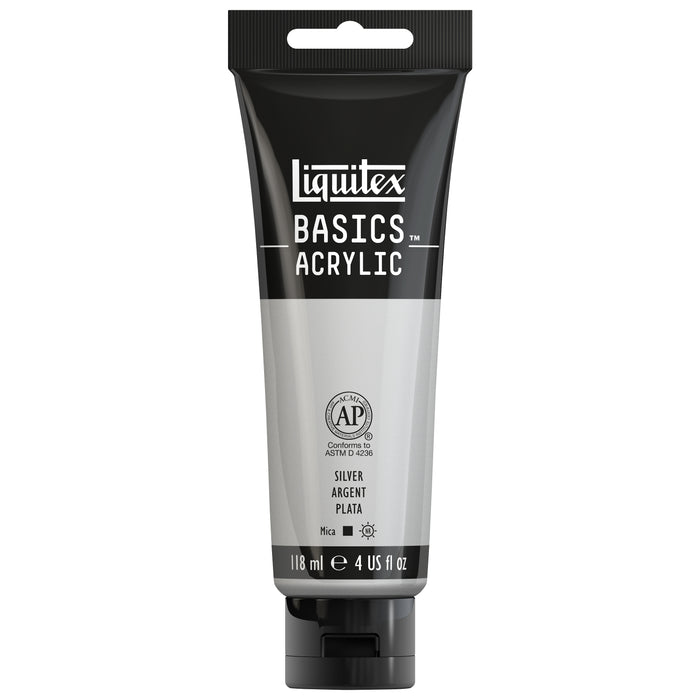 Liquitex BASICS Acrylic Color, 4 oz. Tube, Iridescent Silver