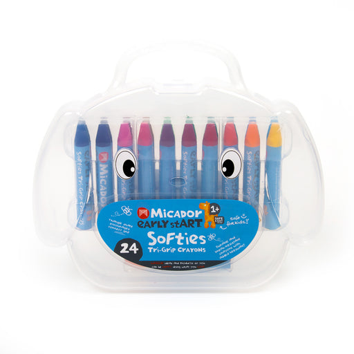 Micador early stART SoftiTri-Grip Crayons, 24-Crayon Case