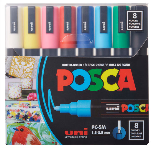 POSCA 8-Color Paint Marker Set, PC-5M Medium