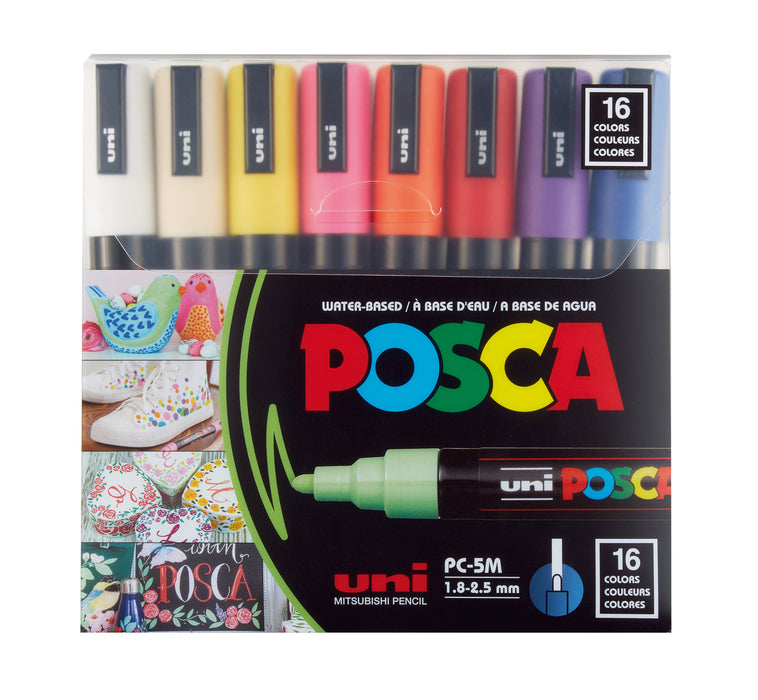 POSCA 16-Color Paint Marker Set, PC-5M Medium