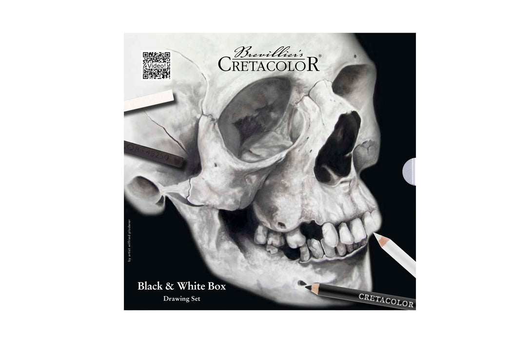 Cretacolor Skull Edition Black & White Drawing Tin Set, Set of 25