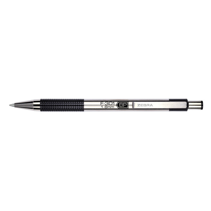 Zebra F-301 Retractable Ballpoint Pen, 1.6mm, Black