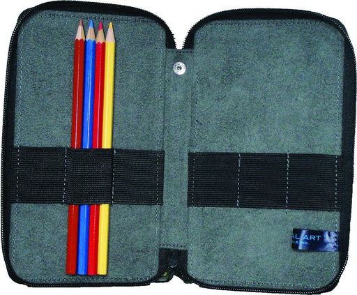 Global Art Canvas Pencil Case, 24-Pencil Capacity, Steel Blue