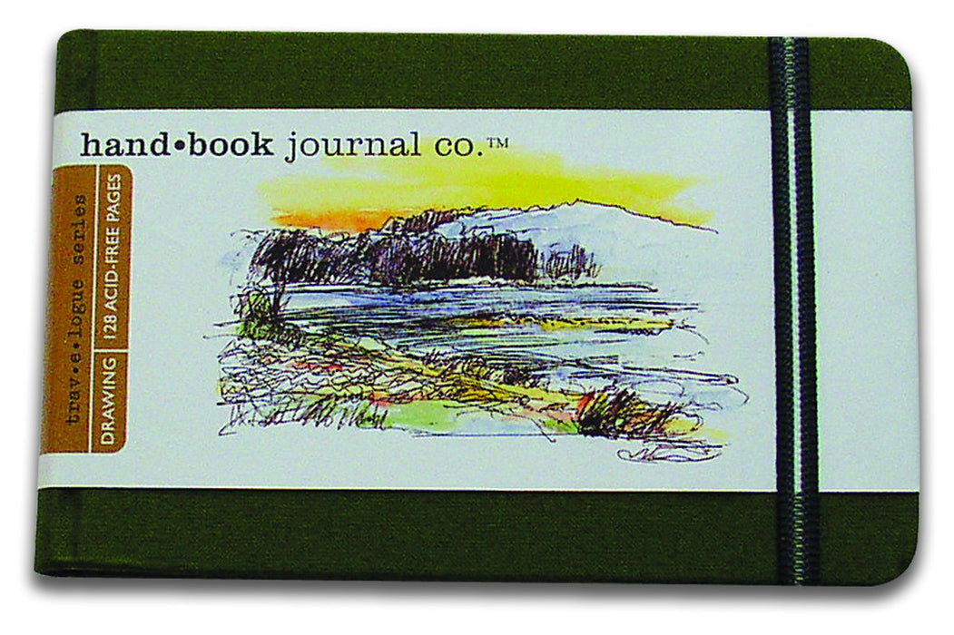 Global Art Handbook Travelogue Artist Journal, Pocket Landscape, 5.5" x 3.5", Cadmium Green