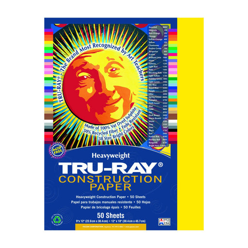 Pacon Tru-Ray Construction Paper, 50 Sheets, 9 in. x 12 in., Assorted Colors