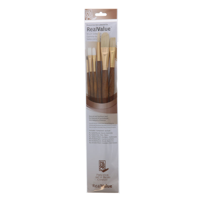 Princeton Brush Real Value 6-Brush Natural & Synthetic Hair Brush Set