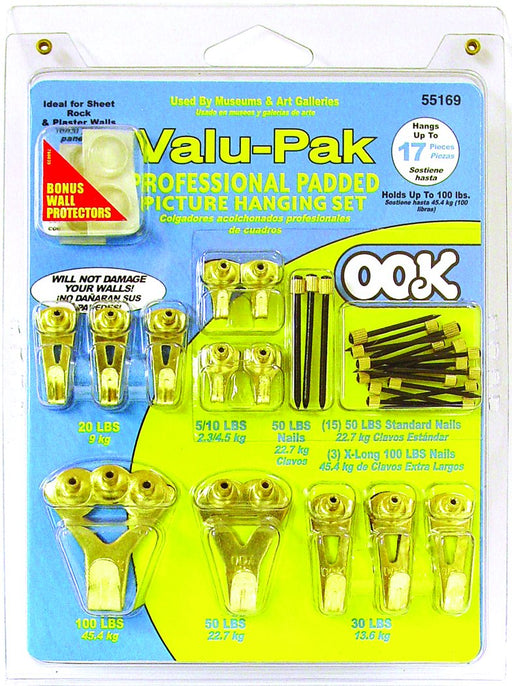 Ook Valu-Pak Professional Padded Picture Hanging Set, 34-Pieces