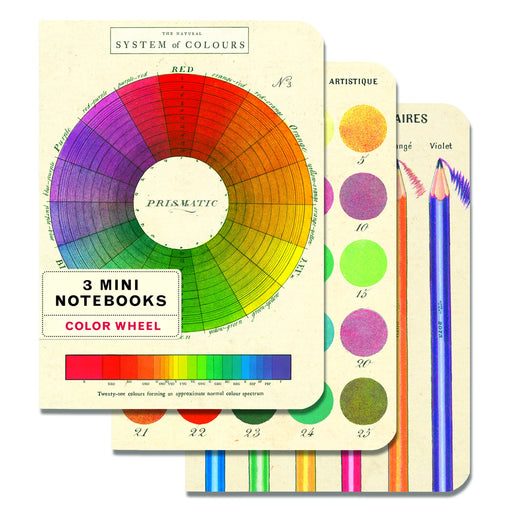 VINTAGE MINI NOTEBOOK SET COLOR WHEEL 3/PK