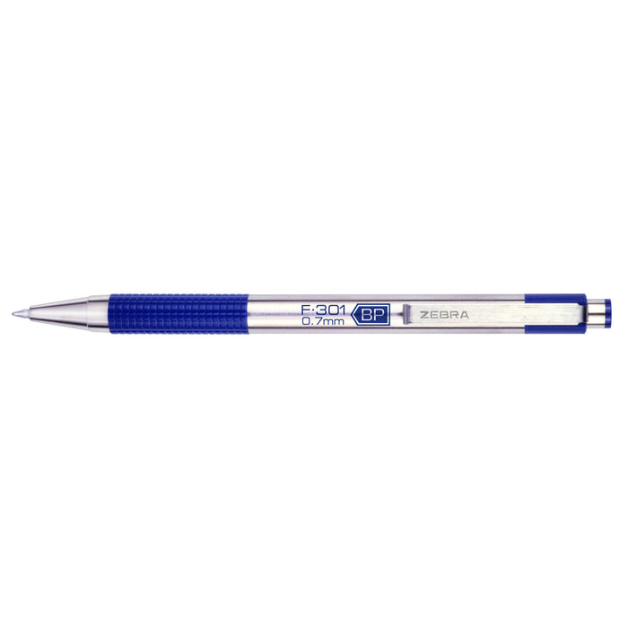 Zebra F-301 Retractable Ballpoint Pen, .7mm, Blue