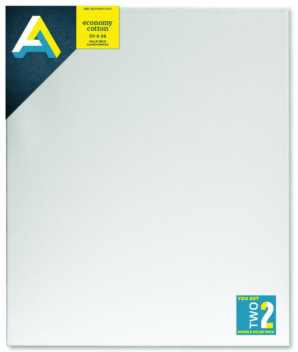 Art Alternatives Economy Cotton Stretched Canvas, 20" x 24" , 2/Pkg.