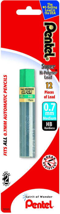 Pentel Hi-Polymer Leads, .7mm, 12/Pkg.