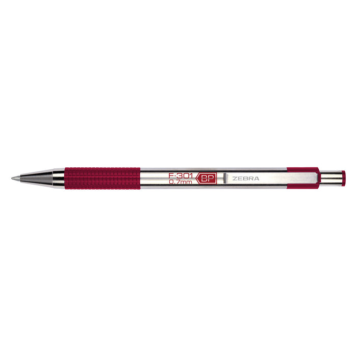 Zebra F-301 Retractable Ballpoint Pen, .7mm, Red