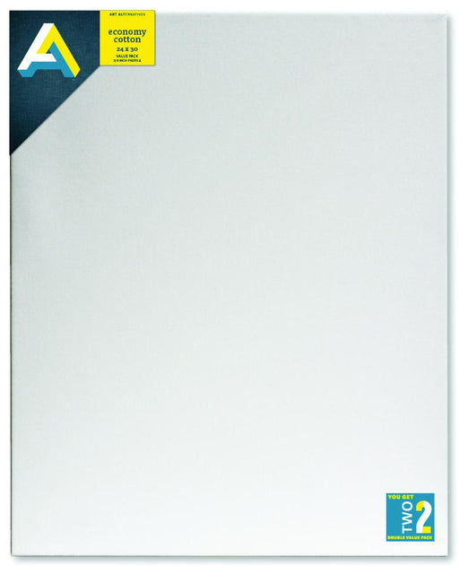 Art Alternatives Economy Cotton Stretched Canvas, 24" x 30" , 2/Pkg.