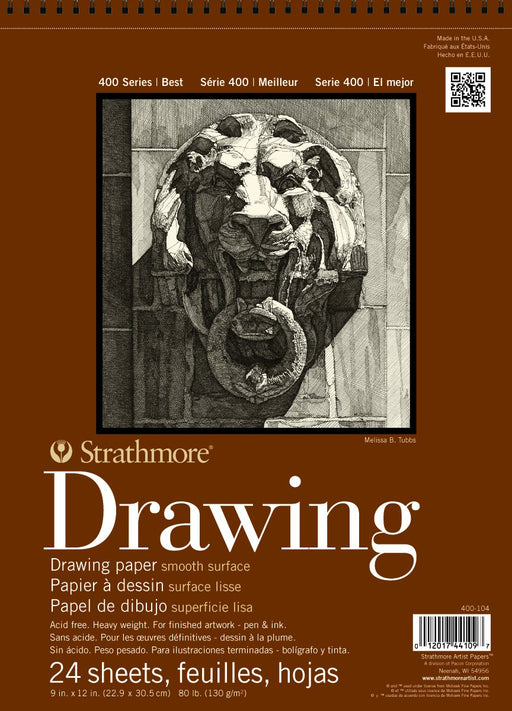 Strathmore Drawing Paper Pad, 400 Series, Smooth Surface, 9" x 12"