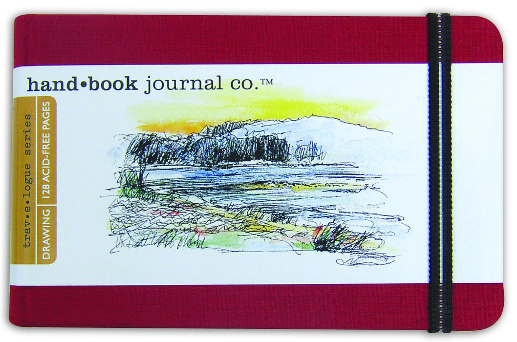 Global Art Handbook Travelogue Artist Journal, Pocket Landscape, 5.5" x 3.5", Vermilion Red