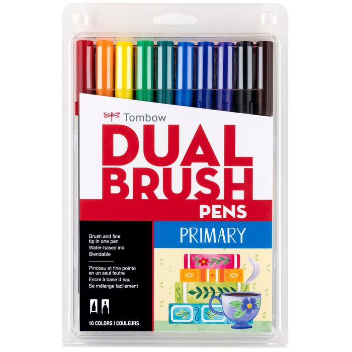 Tombow Dual Brush Pen Set, 10-Colors, Primary