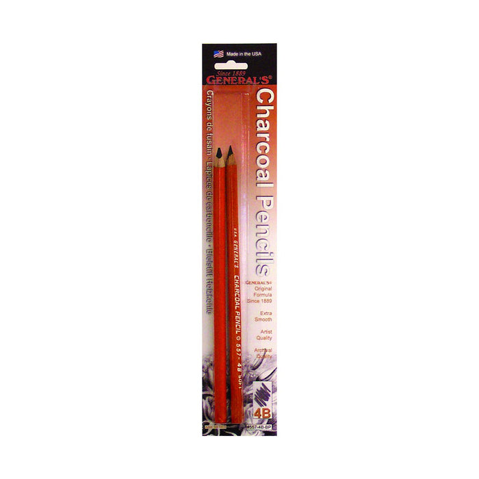 General Pencil Charcoal Pencil 2-Pack, 4B