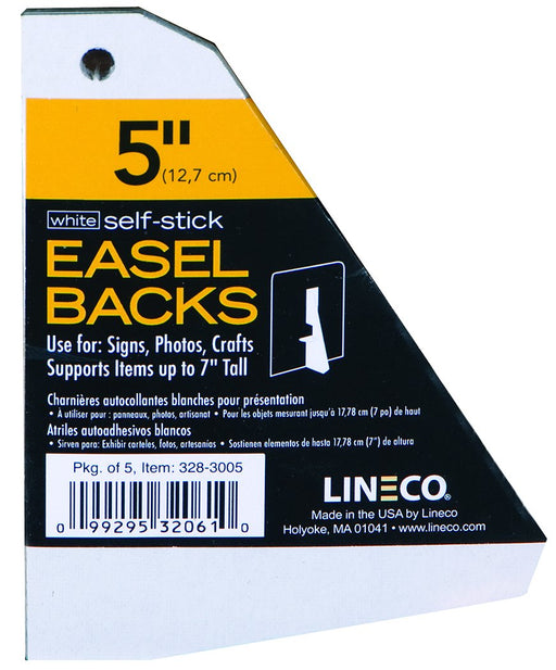 Lineco/University Products Self-Stick Easel-Backs, White, 5/Pkg., 5"