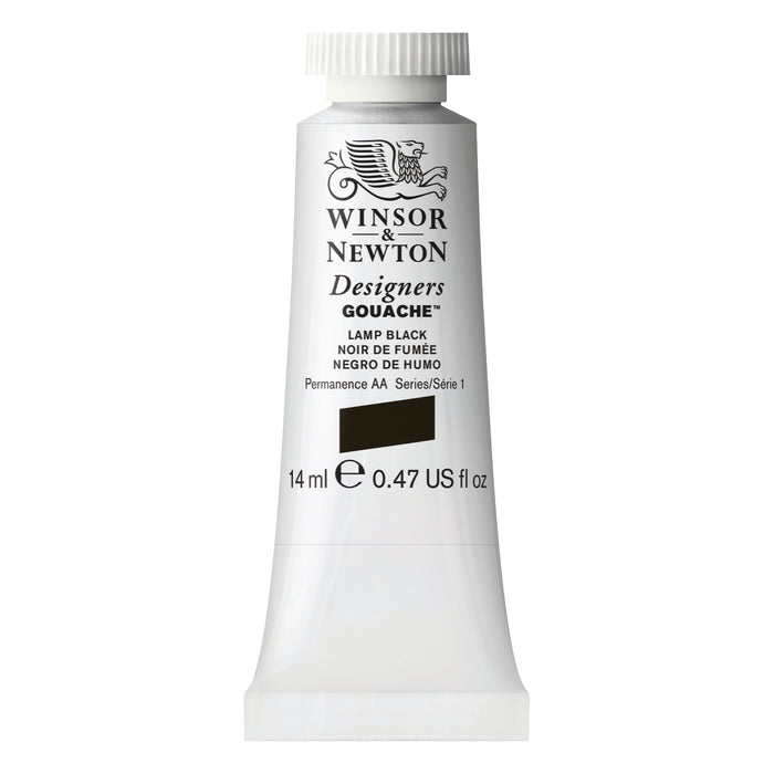 Winsor & Newton Designers Gouache Color, 14ml, Lamp Black