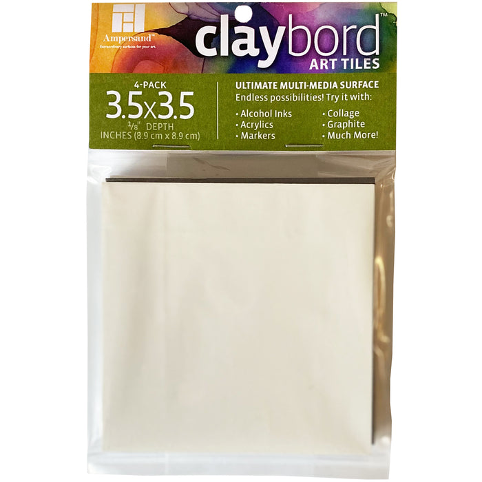 Ampersand Claybord Art Tile, 3.5" x 3.5", 4/Pkg.