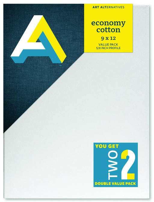 Art Alternatives Economy Cotton Stretched Canvas, 9" x 12" , 2/Pkg.