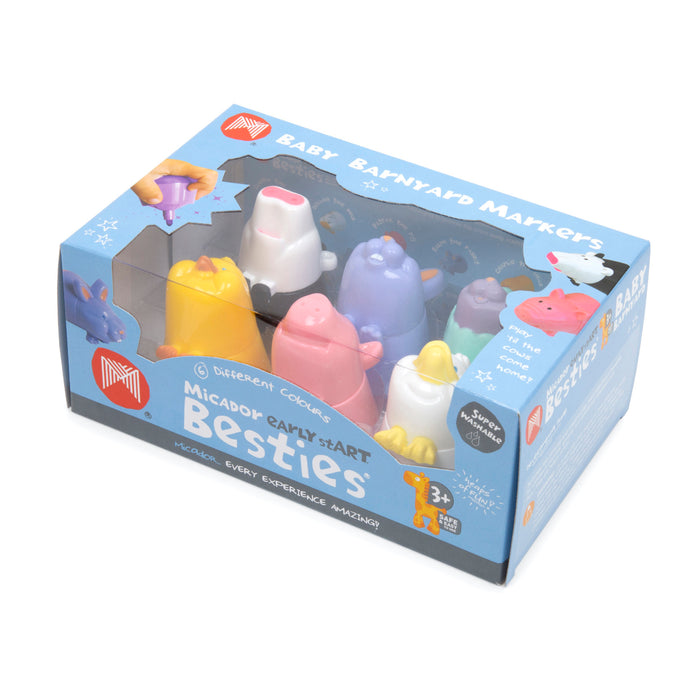 Micador early stART Besties Marker Mates, Baby Barnyard Markers, 6/Pkg.