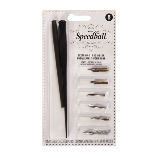 Speedball Sketching Pen Set, 6 Dip Pen Nibs & 2 Holders