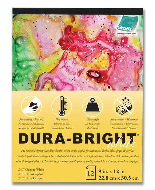 Grafix Dura-Bright Pad, 12 Sheets, .01mm, White, 9" x 12"