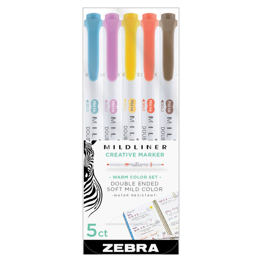 Zebra Mildliner Double-Ended Highlighter Set, 5-Colors, Warm