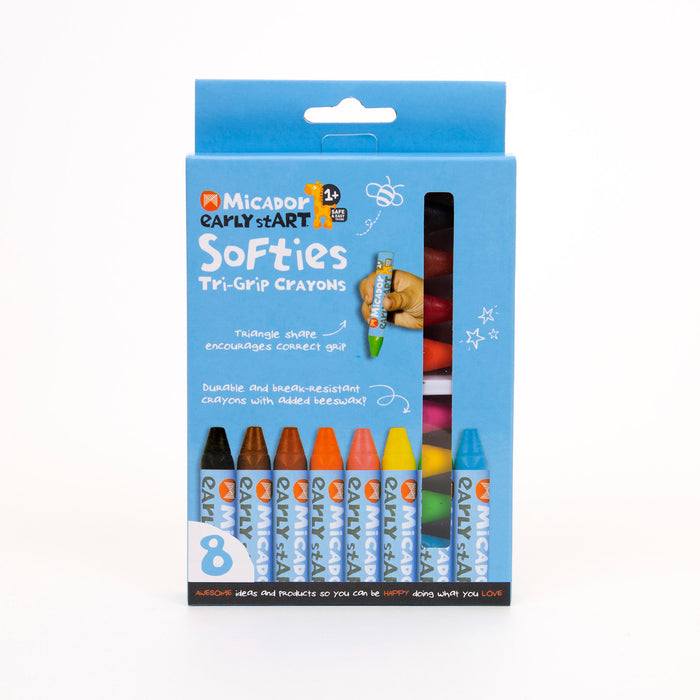 Micador early stART SoftiTri-Grip Crayons, 8-Colors