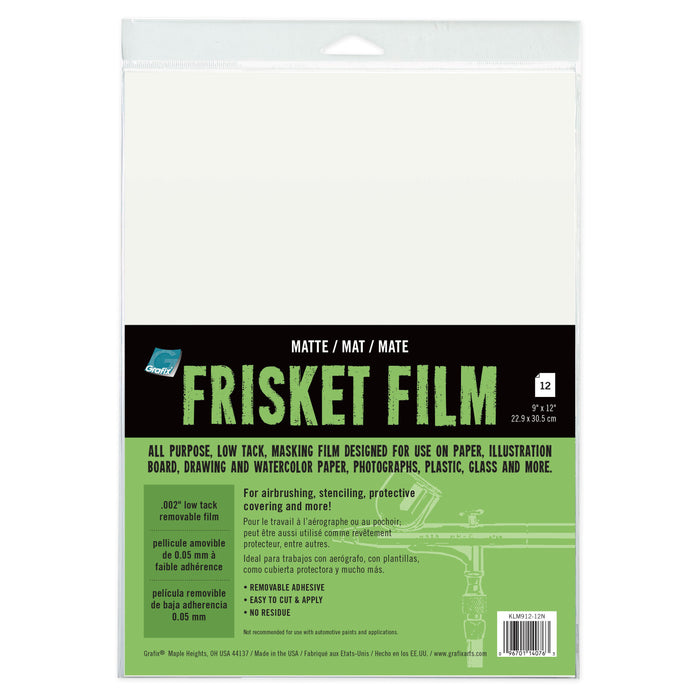 Grafix Low-Tack Frisket Film Sheets, 9" x 12", Matte, 12/Pkg.