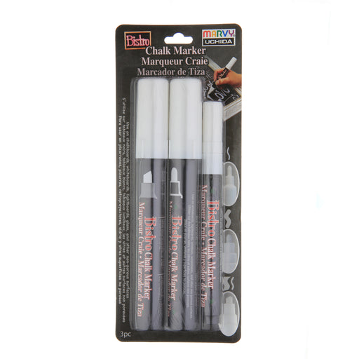 Uchida Bistro Chalk Marker Set, 3-Markers, White